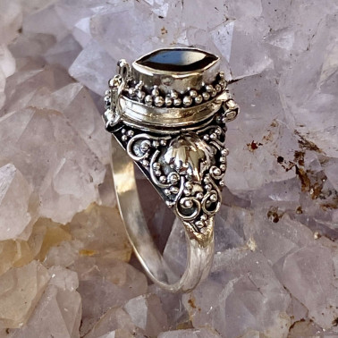 RR 14953 GR-MX-(HANDMADE 925 BALI STERLING SILVER POISON RING WITH MIX GEMSTONES)